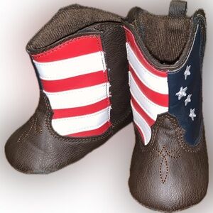 Rising Star Baby Patriotic American Cowboy Western Boots Booties Slippers 9-12mo